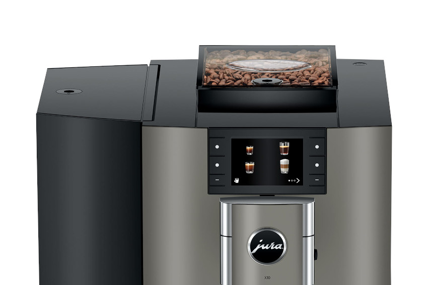 JURA X10 Dark Inox Kaffeevollautomat mit 36 Spezialitäten für Gastronomie und Gewerbe