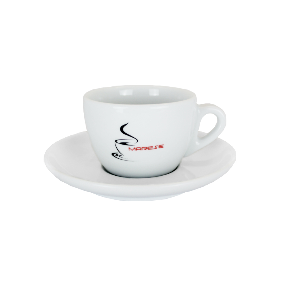 Marese Kaffeetassen 6er Set weiß mit Untertassen Palermo Serie Porzellan