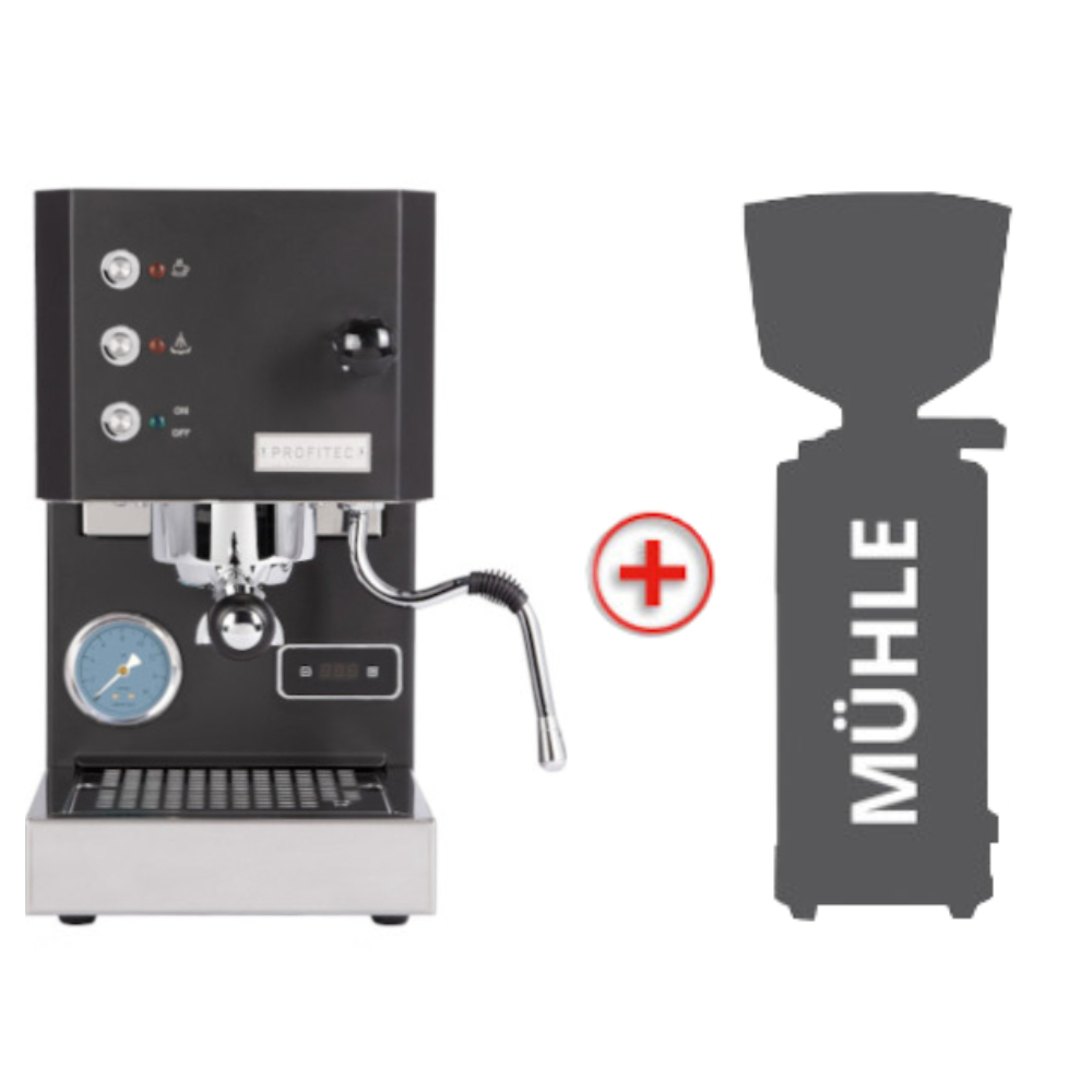 Profitec Pro Go 100 Siebträgermaschine matt schwarz mit Kaffeemühle Bundle