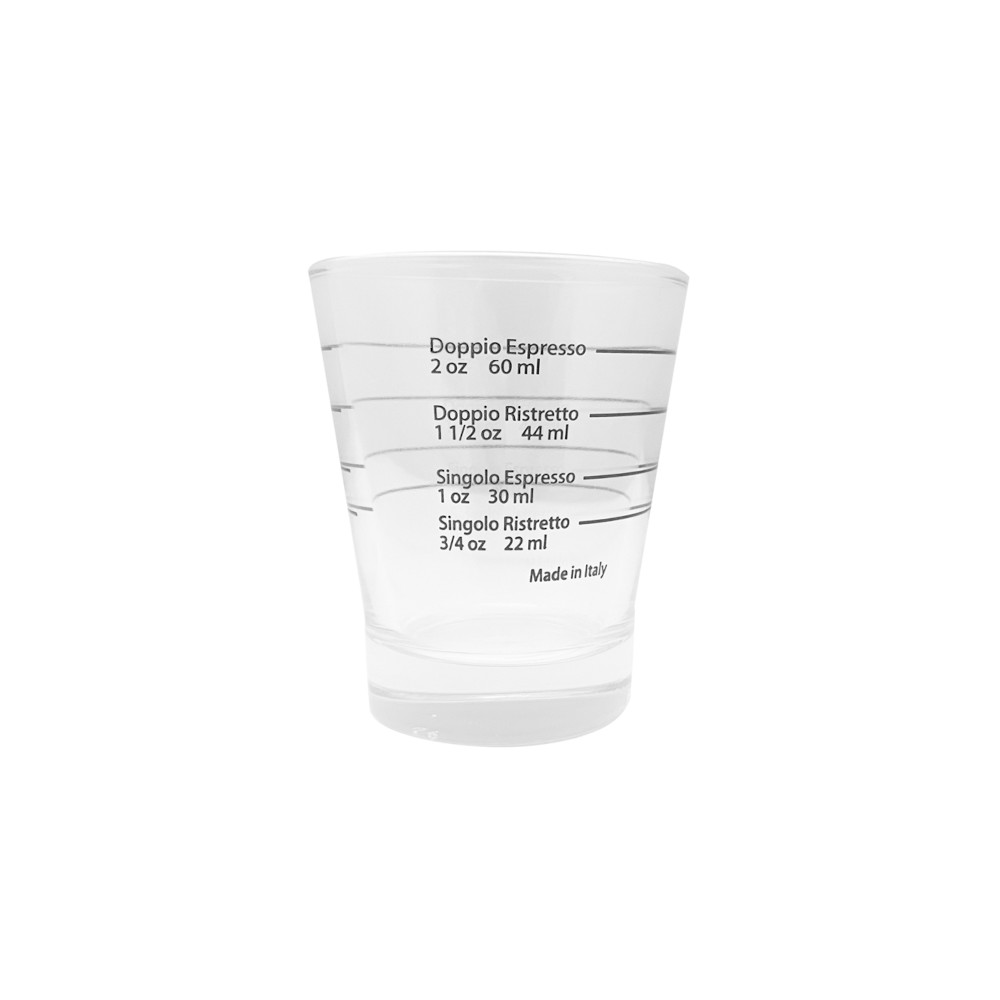 Marese Espresso Shotglas mit 4 Markierungen für Espresso und Ristretto Mengen