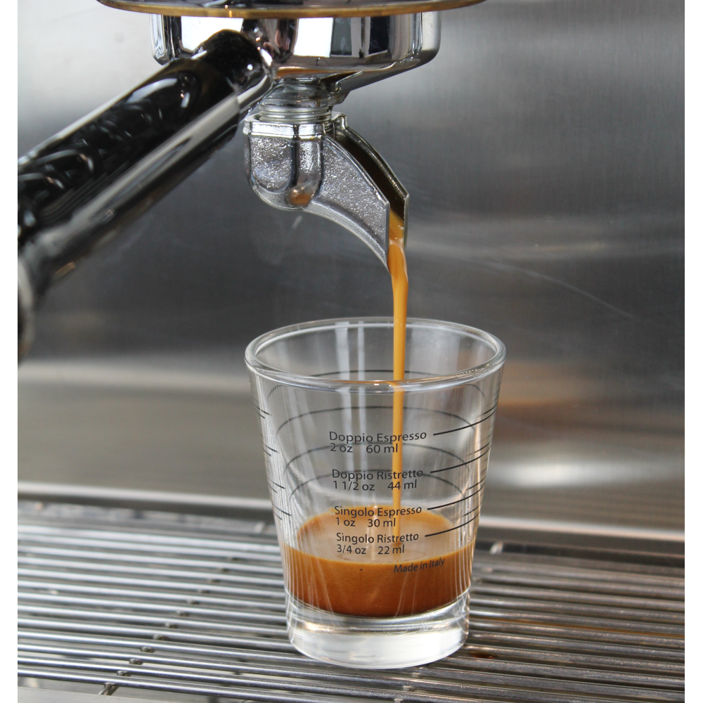 Marese Espresso Shotglas mit 4 Markierungen für Espresso und Ristretto Mengen
