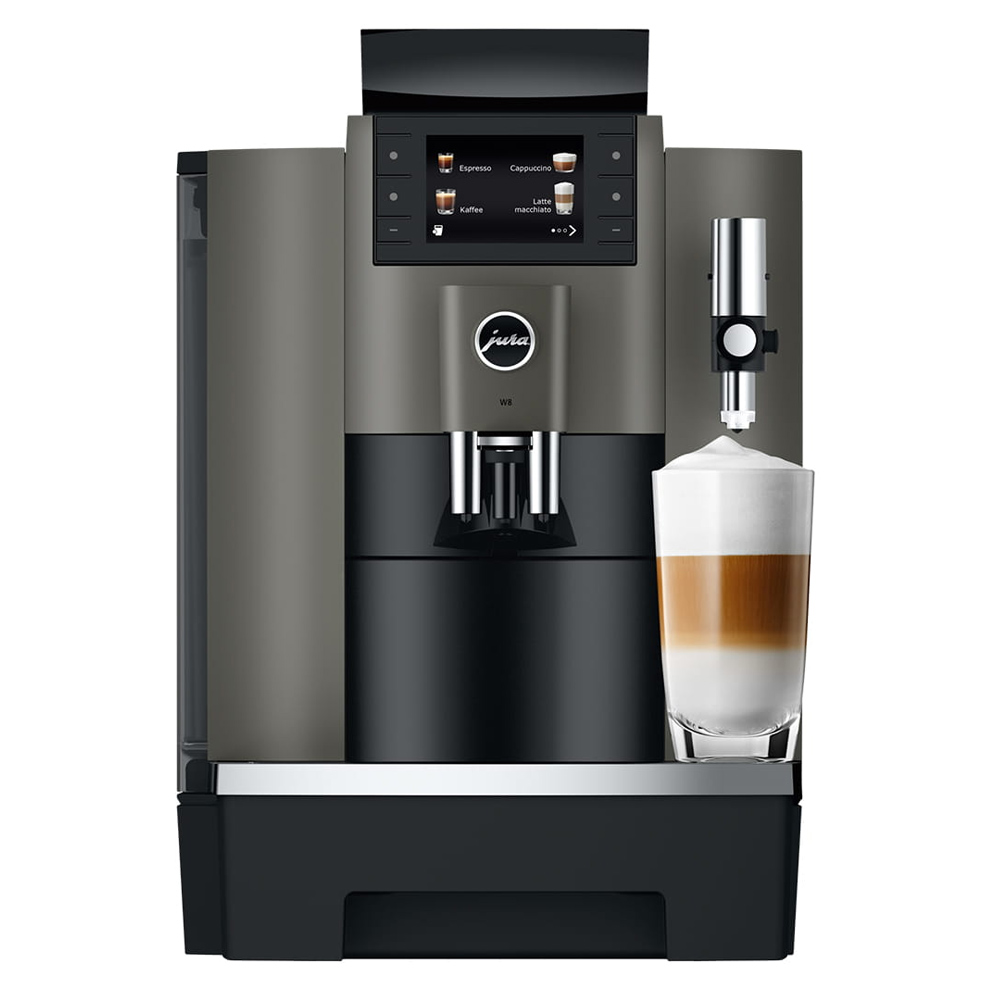 JURA W8 Dark Inox Kaffeevollautomat mit 3,5 Zoll Display und Professional Aroma Grinder
