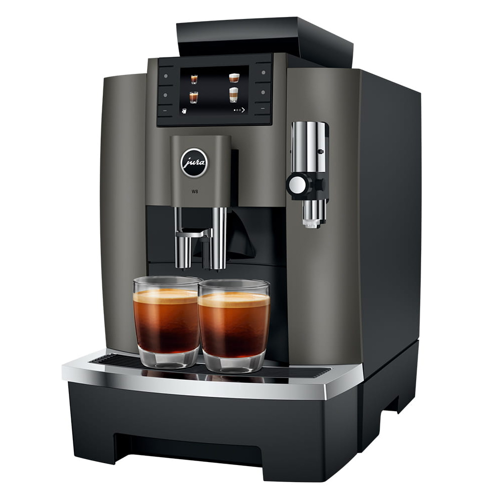 JURA W8 Dark Inox Kaffeevollautomat mit 3,5 Zoll Display und Professional Aroma Grinder