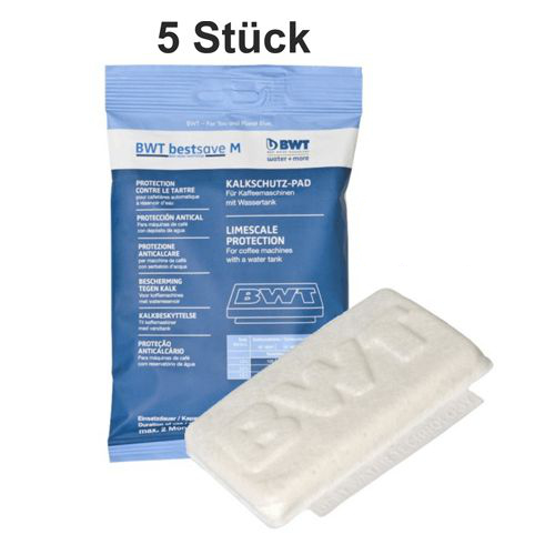 BWT bestsave M Kalkschutz-Pads 5 Stück Wasserfilter für Kaffeevollautomaten