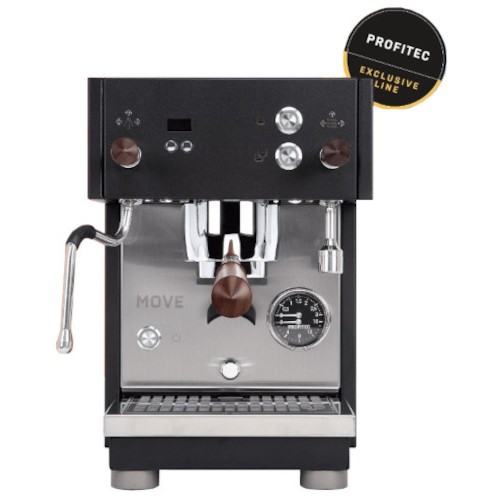 Profitec Move Dualboiler-Siebträger mit Edelstahlgehäuse und Nussbaumholz-Griffen