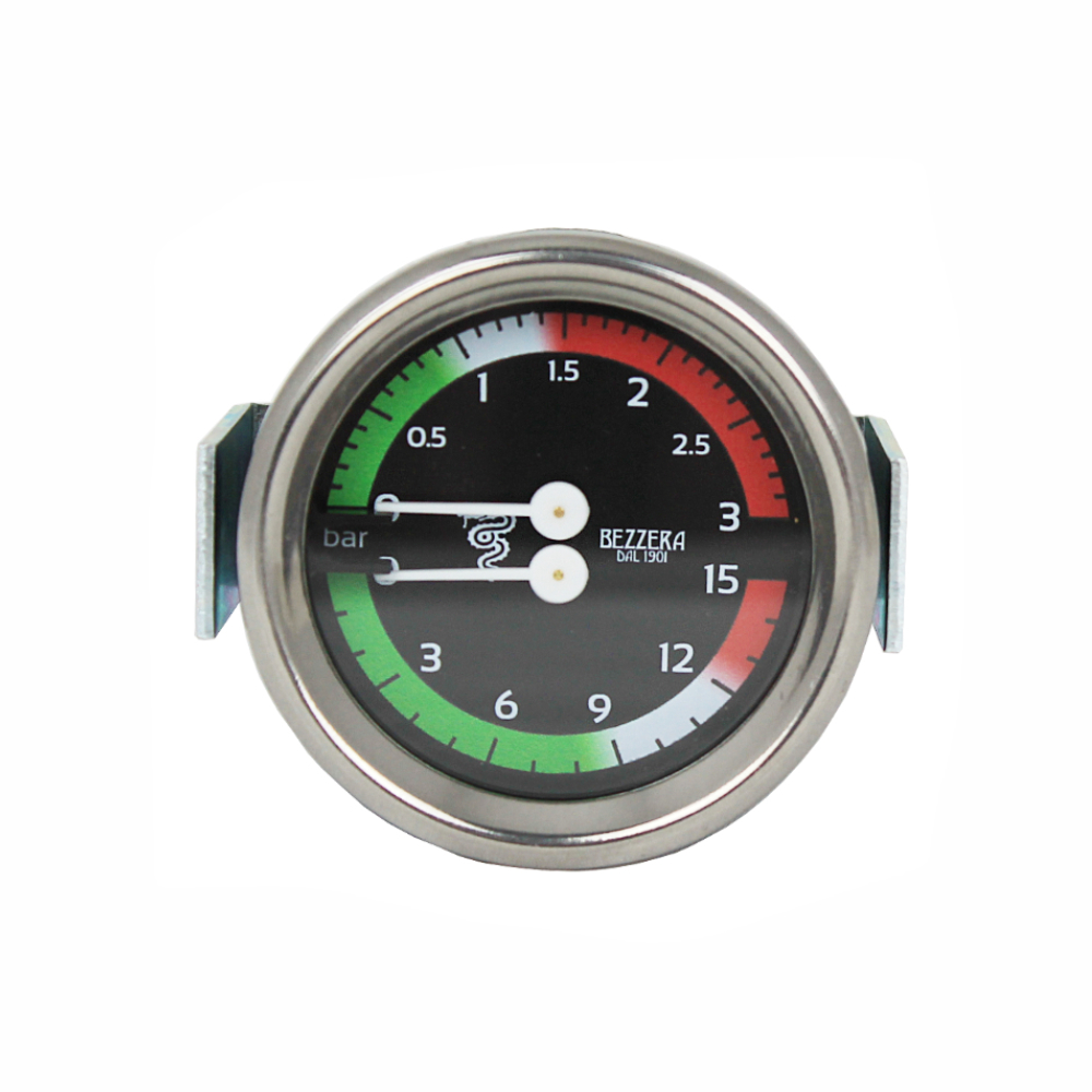 Bezzera Doppelmanometer D60 mit zwei Druckanzeigen für Espressomaschinen BZ07 BZ10