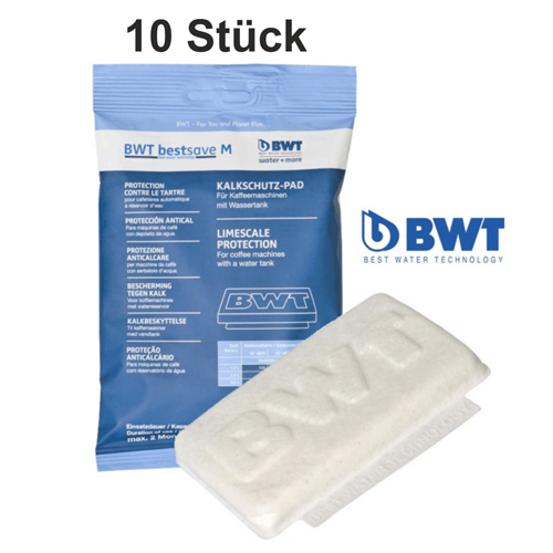 BWT bestsave M Kalkschutz PAD Wasserfilter 10 Stück für Kaffeevollautomaten