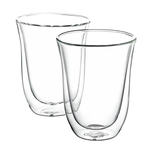 DeLonghi Lattemacchiato Gläser Set mit 2 eleganten hitzebeständigen Kaffeegläsern
