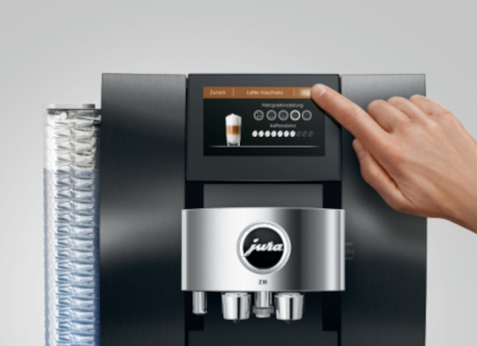 JURA Z10 Aluminium Black Kaffeevollautomat mit Touchscreen Display und eloxierter Front