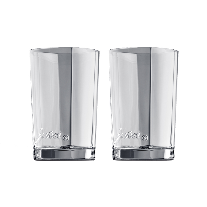 JURA Latte Macchiato Glas 2er Set Klein 220ml Bleikristall mit Logo Relief