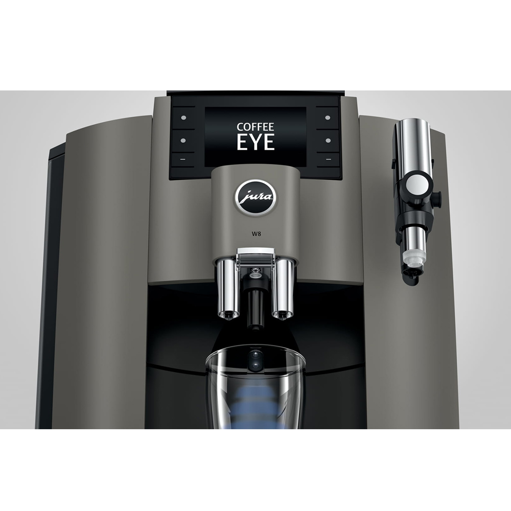 JURA W8 Dark Inox Kaffeevollautomat mit 3,5 Zoll Display und Professional Aroma Grinder