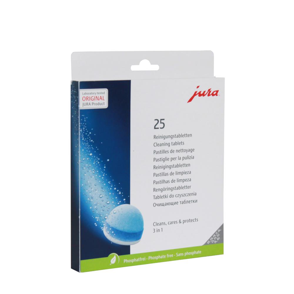 JURA 3-Phasen-Reinigungstabletten 25 Stück Packung für Kaffeevollautomaten