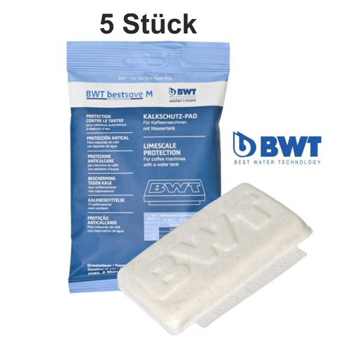 BWT bestsave M Kalkschutz-Pads 5 Stück Wasserfilter für Kaffeevollautomaten
