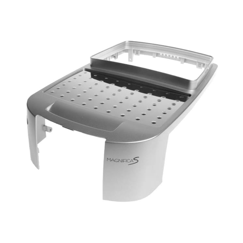 DeLonghi Verschluss Gehäusedeckel silber mit Tassenabstellfläche für Kaffeevollautomaten