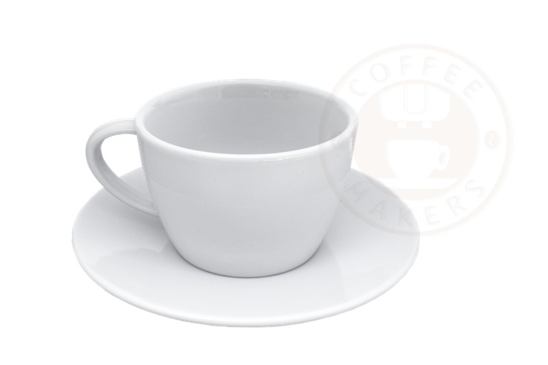 JURA Cappuccinotassen 2er-Set aus weißem Porzellan mit Untertassen und JURA-Logo