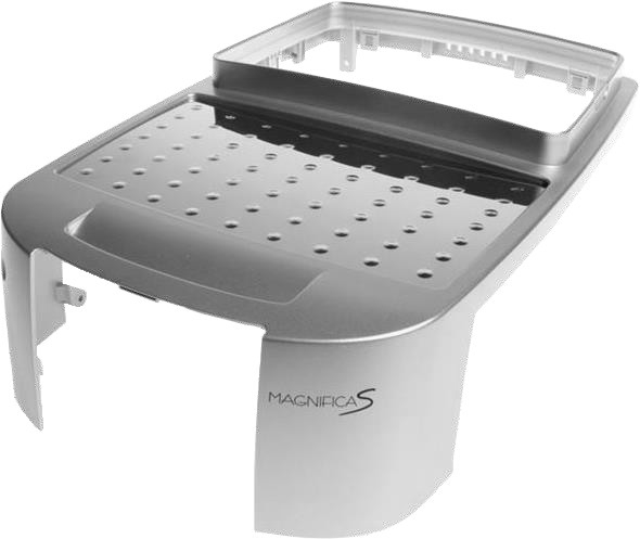 DeLonghi Verschluss Gehäusedeckel silber mit Tassenabstellfläche für Kaffeevollautomaten