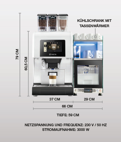 Necta Kalea Kaffeevollautomat mit 2 Mühlen, Touchscreen und Frischmilchsystem