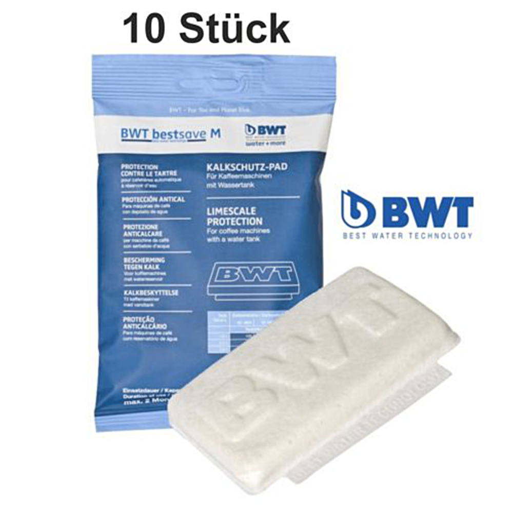 BWT bestsave M Kalkschutz PAD Wasserfilter 10 Stück für Kaffeevollautomaten