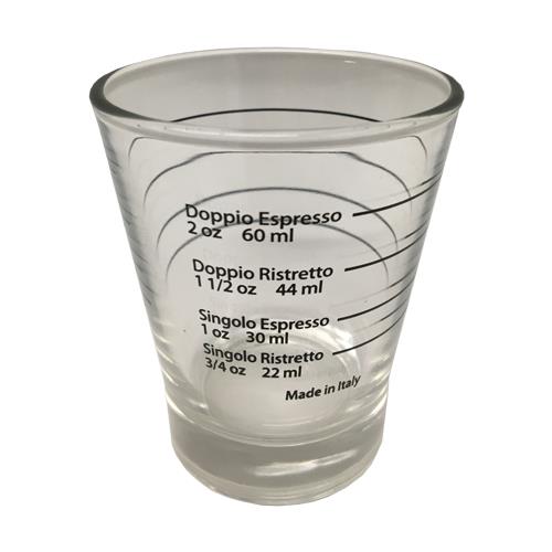 Marese Espresso Shotglas mit 4 Markierungen für Espresso und Ristretto Mengen